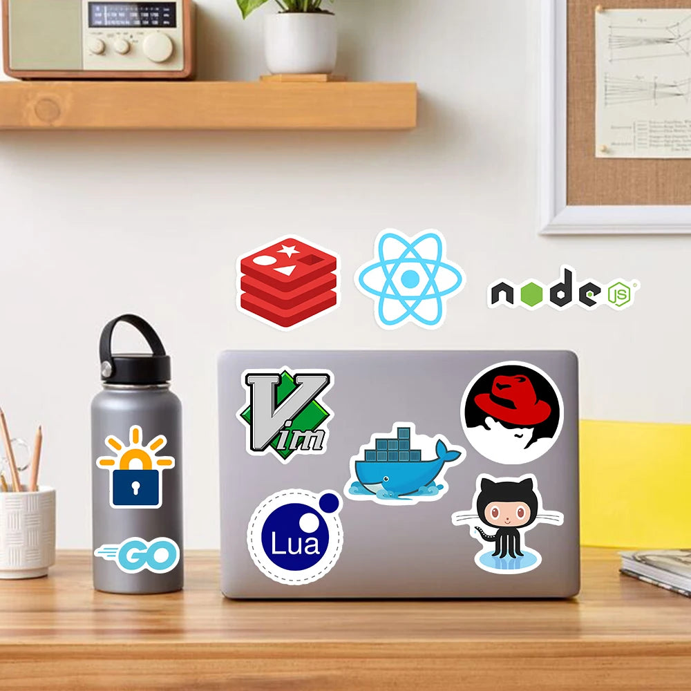 Development Stickers Programming JS Docker Html Application Geek Hacker DIY Decorative Decal for Laptop Phone Luggage Waterproof