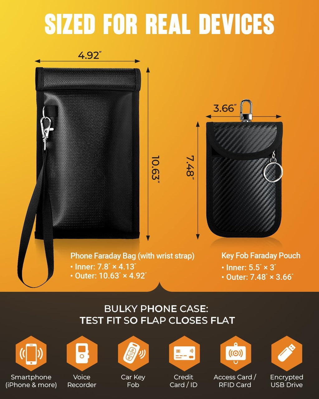 Faraday Bags for Phones & Car Keys: RFID Signal Blocking Pouch Set, Smartphones Cell Phone Faraday Pouch + Car Key Fob Signal Blocker Case Protector Cover, 5G/Wifi/Gps/Bluetooth/Rfid Blocking Sleeve