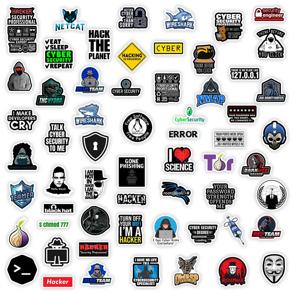 Cybersecurity Hackers Network Security Stickers DIY Gift Decal for Laptop Phone Scrapbook Luggage Decorative Bottles Waterproof