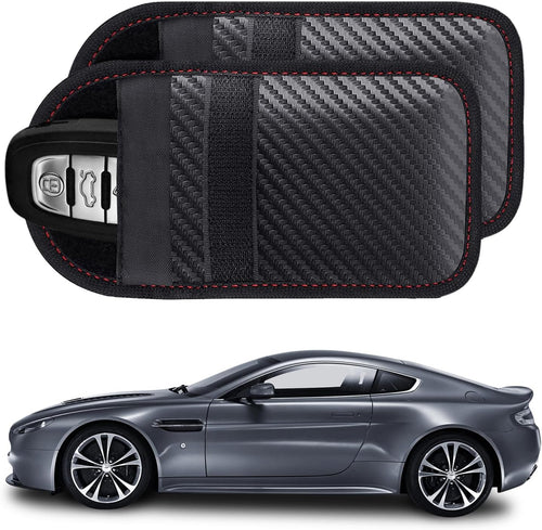 2 Pack Faraday Bag for Key Fob, RFID Signal Blocking Key Fob Protector and Anti-Hacking Faraday Cage, Carbon Fiber Anti-Theft Car Keys Faraday Pouch, Premium Car Key Safe Protector (Small)