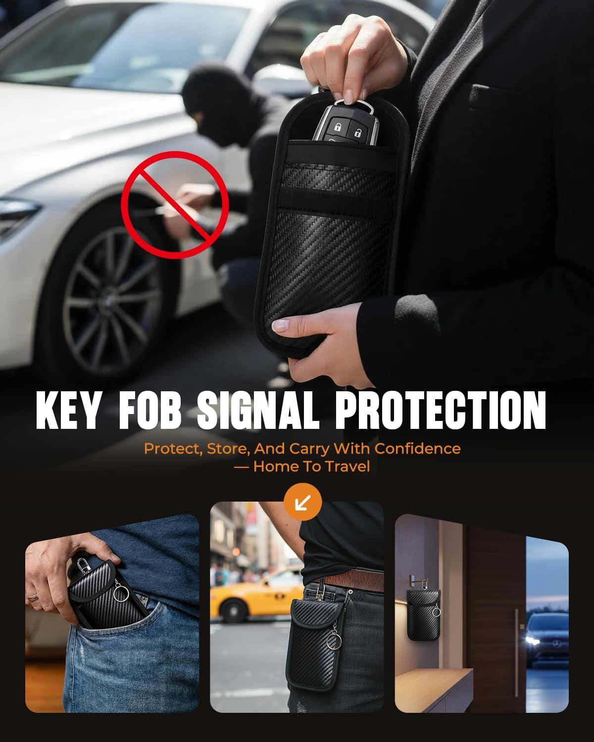 Faraday Bags for Phones & Car Keys: RFID Signal Blocking Pouch Set, Smartphones Cell Phone Faraday Pouch + Car Key Fob Signal Blocker Case Protector Cover, 5G/Wifi/Gps/Bluetooth/Rfid Blocking Sleeve