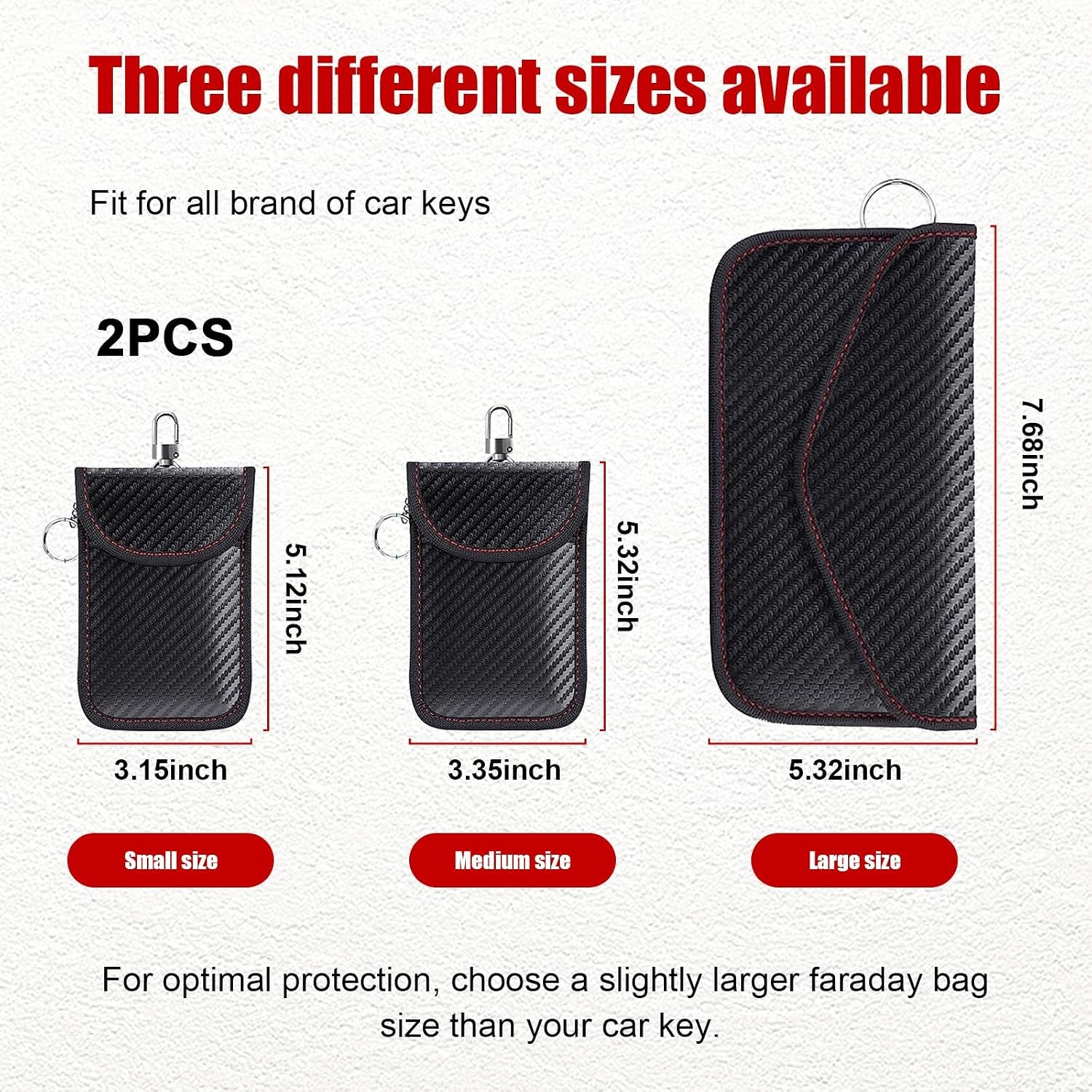 2 Pack Faraday Bag for Key Fob, RFID Signal Blocking Key Fob Protector and Anti-Hacking Faraday Cage, Carbon Fiber Anti-Theft Car Keys Faraday Pouch, Premium Car Key Safe Protector (Small)