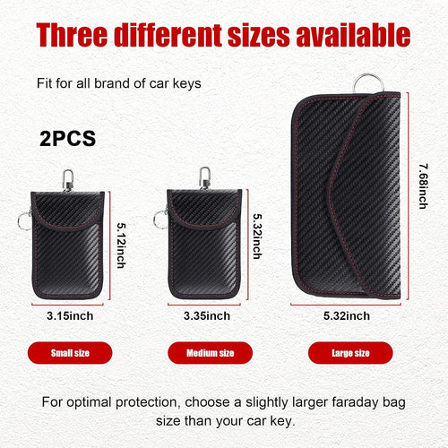 2 Pack Faraday Bag for Key Fob, RFID Signal Blocking Key Fob Protector and Anti-Hacking Faraday Cage, Carbon Fiber Anti-Theft Car Keys Faraday Pouch, Premium Car Key Safe Protector (Small)